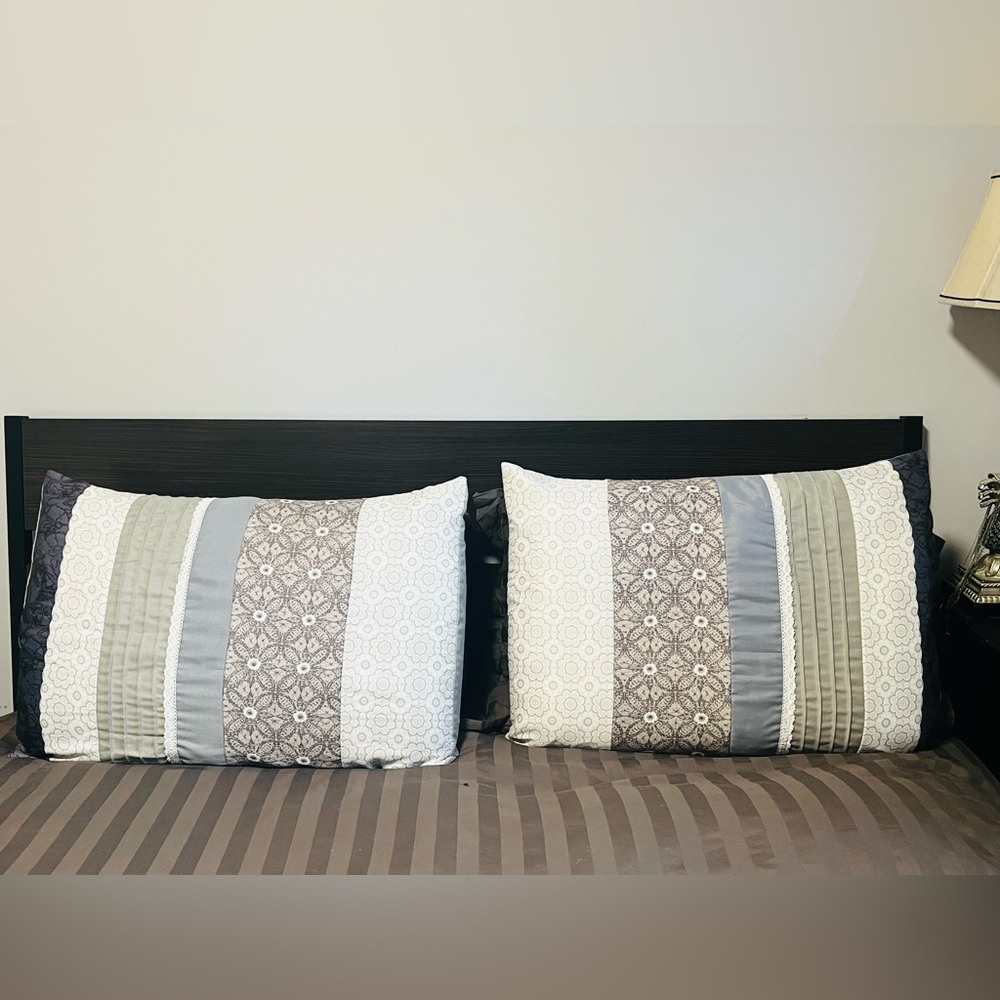 Set of Two Country Style Multi Pattern Pillowcases